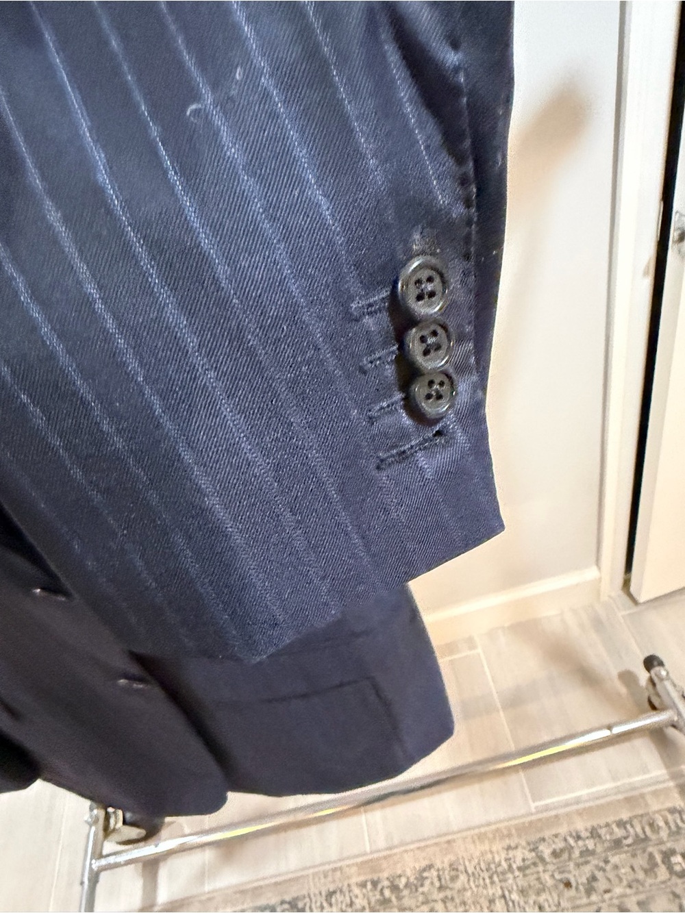 Hickey Freeman Navy Pinstripe Men's Suit Jacket